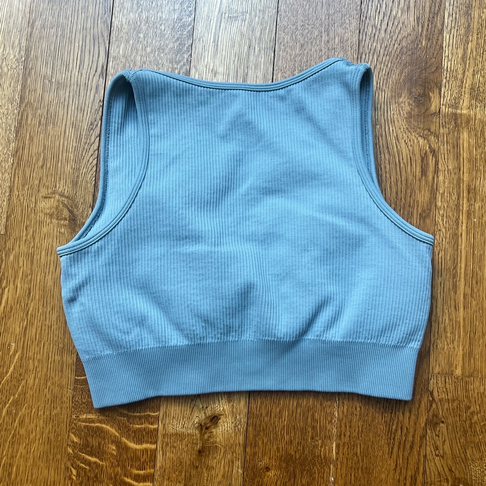 Blue Ribbed Women's Workout Set - Picture 4 of 8